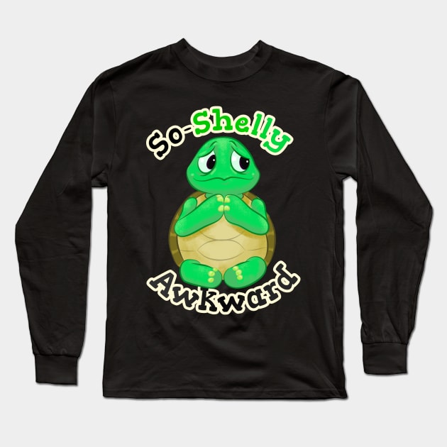 So-Shelly Awkward - Socially Awkard Cartoon Tortoise Illustration Long Sleeve T-Shirt by Stilo29